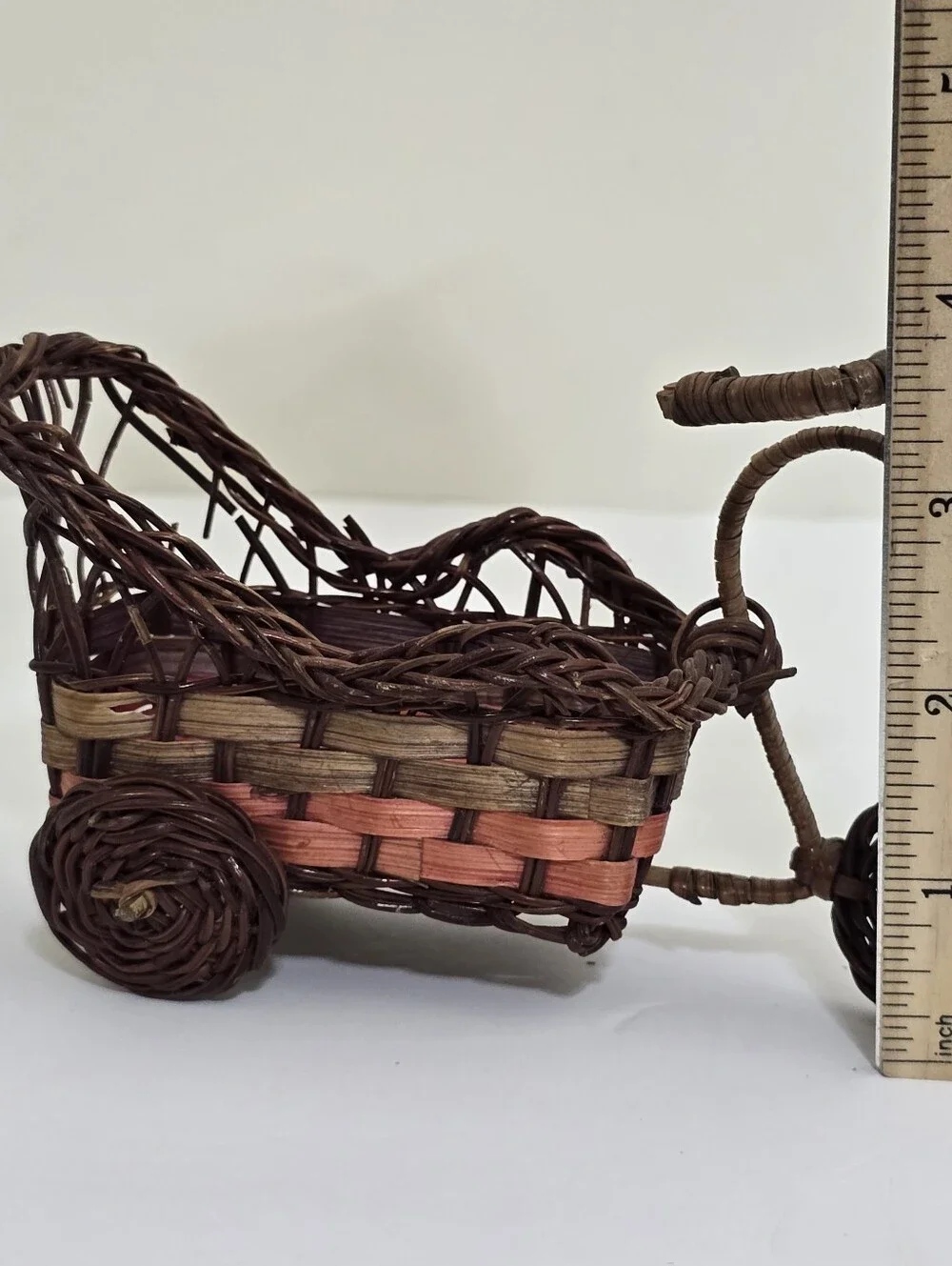 vintage Mini Wicker Boho Tricycle Plant Planter 4